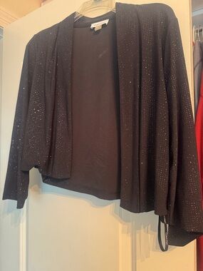 Calvin Klein Black Open-Front Cardigan with Subtle Sparkle